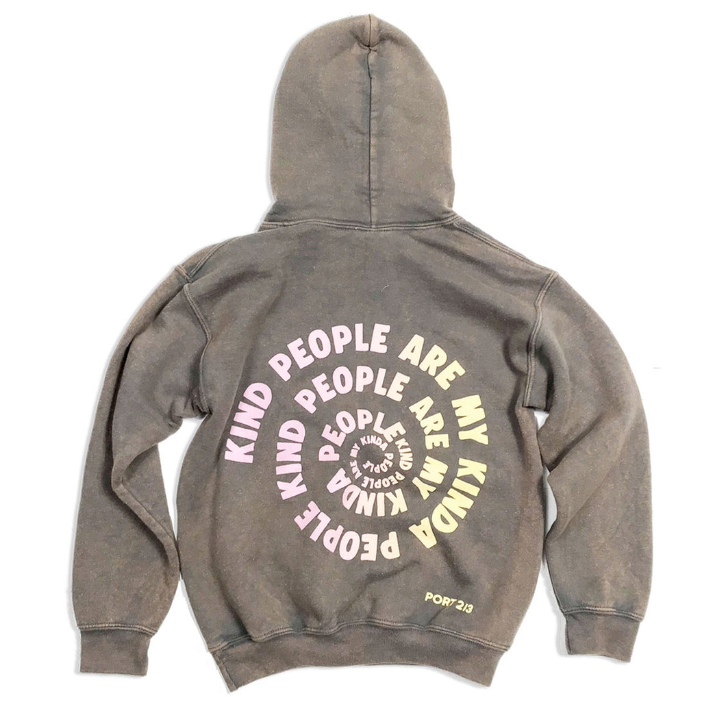 Kid's Vintage Charcoal Grey Kind people Hoodie - Unisex